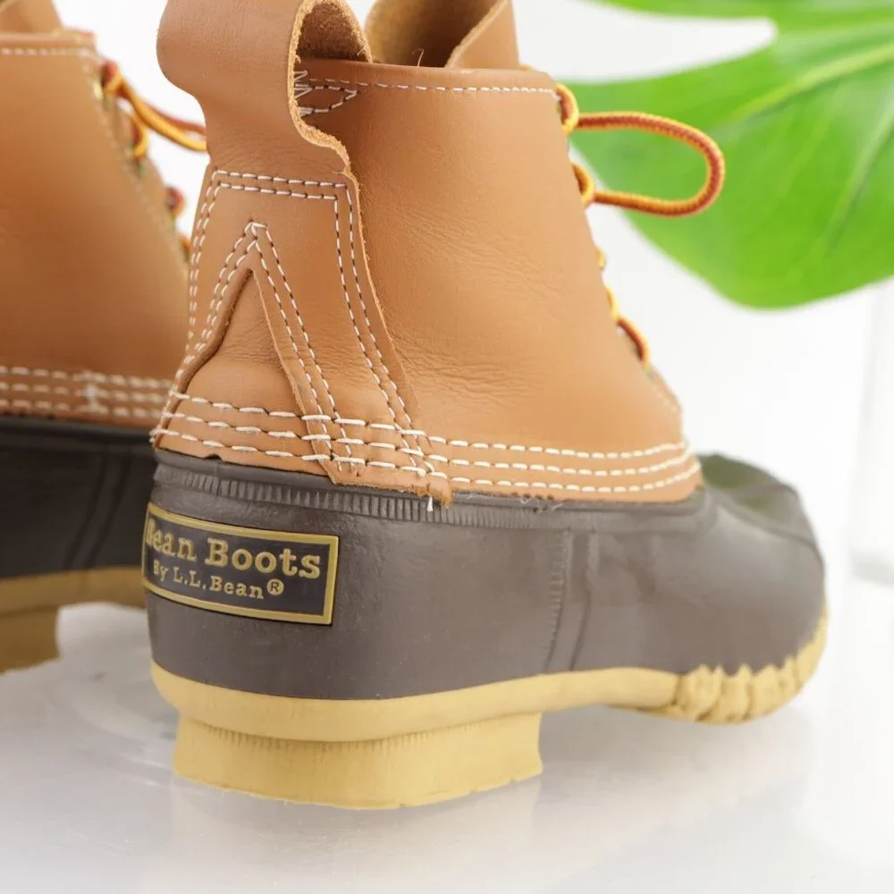 LL Bean USA Womens Bean Boot Size 6 Brown Leather Lace Up Waterproof Duck Bootie